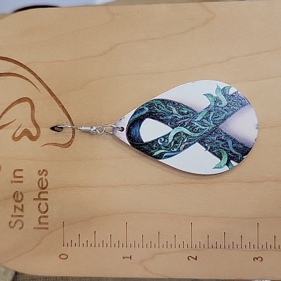 MENTAL HEALTH AWARENESS WOOD DROP EARRINGS - Picture 5 of 7